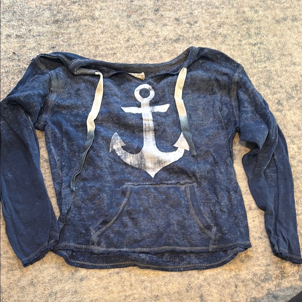 Blue Hoodie with Anchor Design